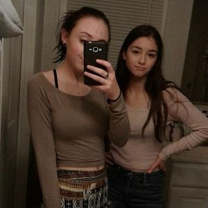 Brown long sleeve crop top